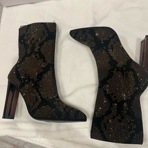 NWT Aldo Deludith Rhinestone Brown Snakeskin
Metallic Heel Boot